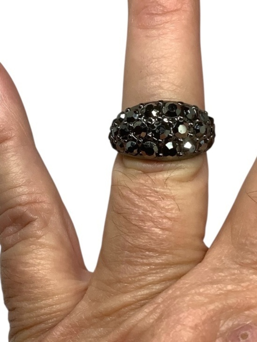 Black Crystal Pavé Dome Ring -